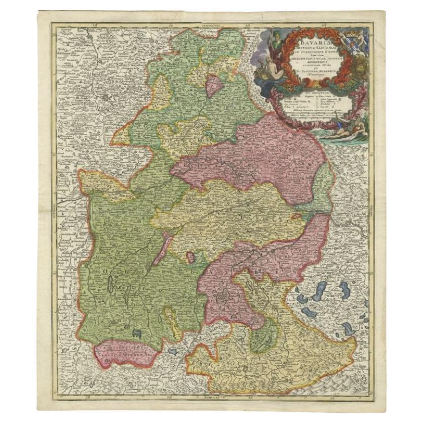 Carte ancienne du cercle de la Bavière par Homann, c.1703 en vente