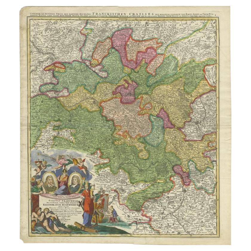 Antique Map of the Circle of Franconia by Homann, c.1703 For Sale