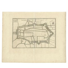Antike Karte der Stadt Alkmaar von Merian, 1659