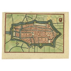 Antique Map of the City of Alkmaar by Merian, c.1659