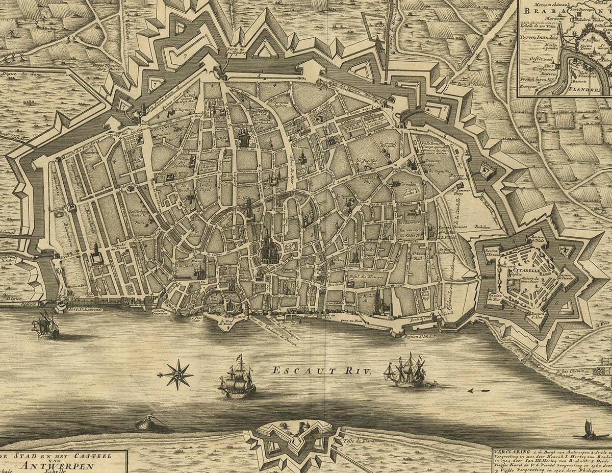 Antique Map of the City of Antwerpen ‘Belgium’ by A. Deur, 1729