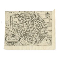 Antike Karte der Stadt Arnhem von Guicciardini, 1613