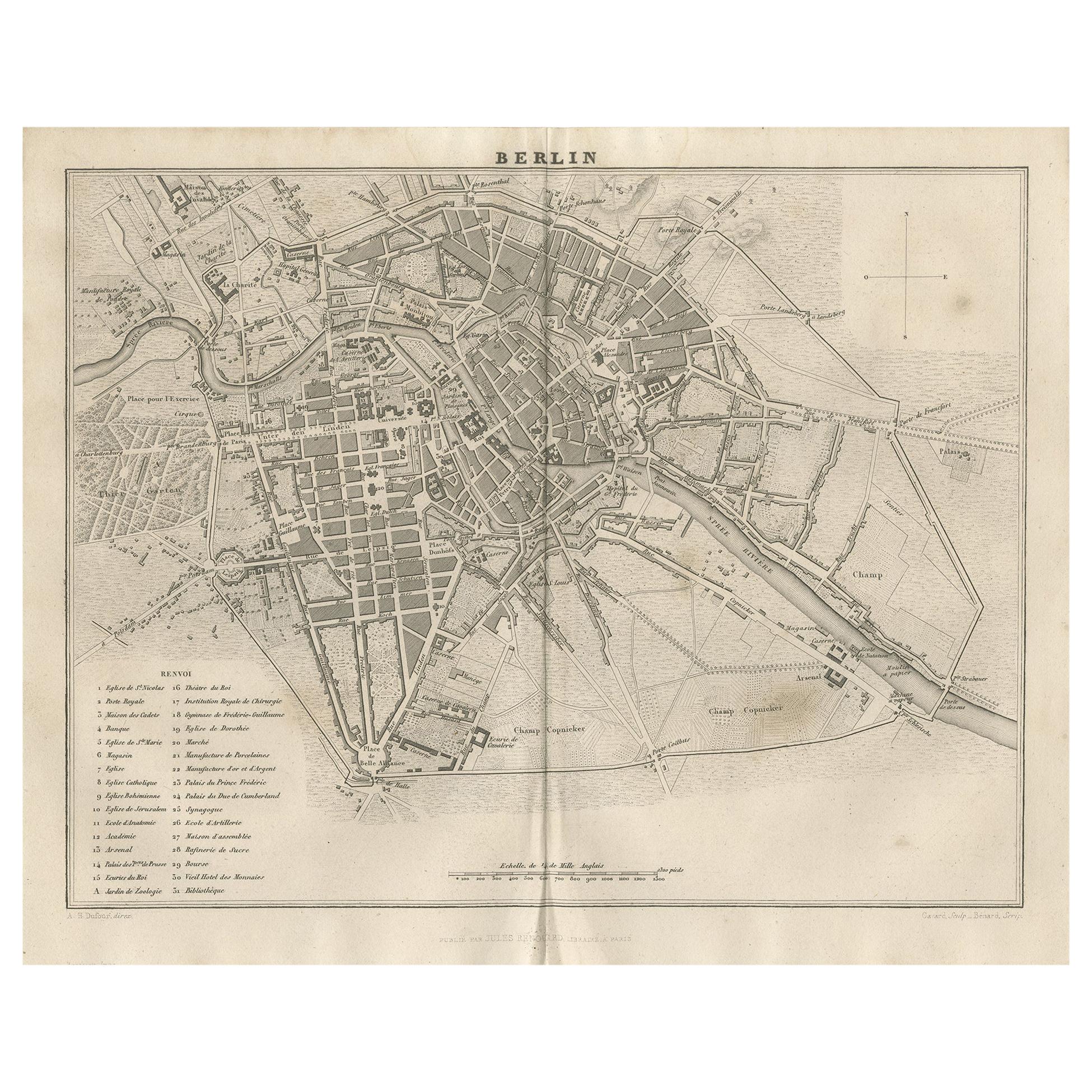Antique Map of the City of Berlin by Balbi '1847'