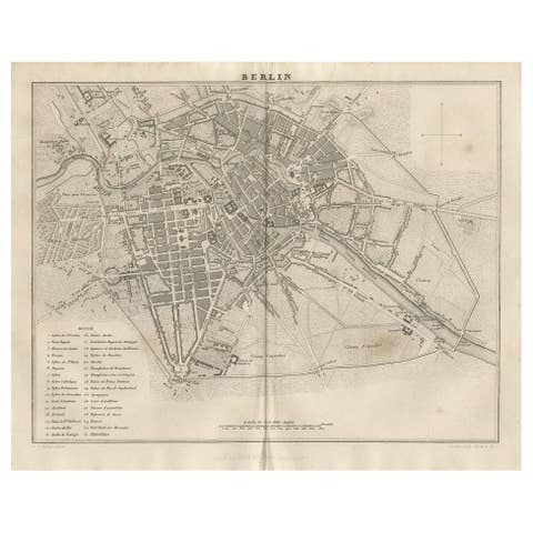 Antique Map of the City of Berlin in Germany, '1847'