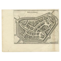 Carte ancienne de la ville de Bolsward par Merian, vers 1650