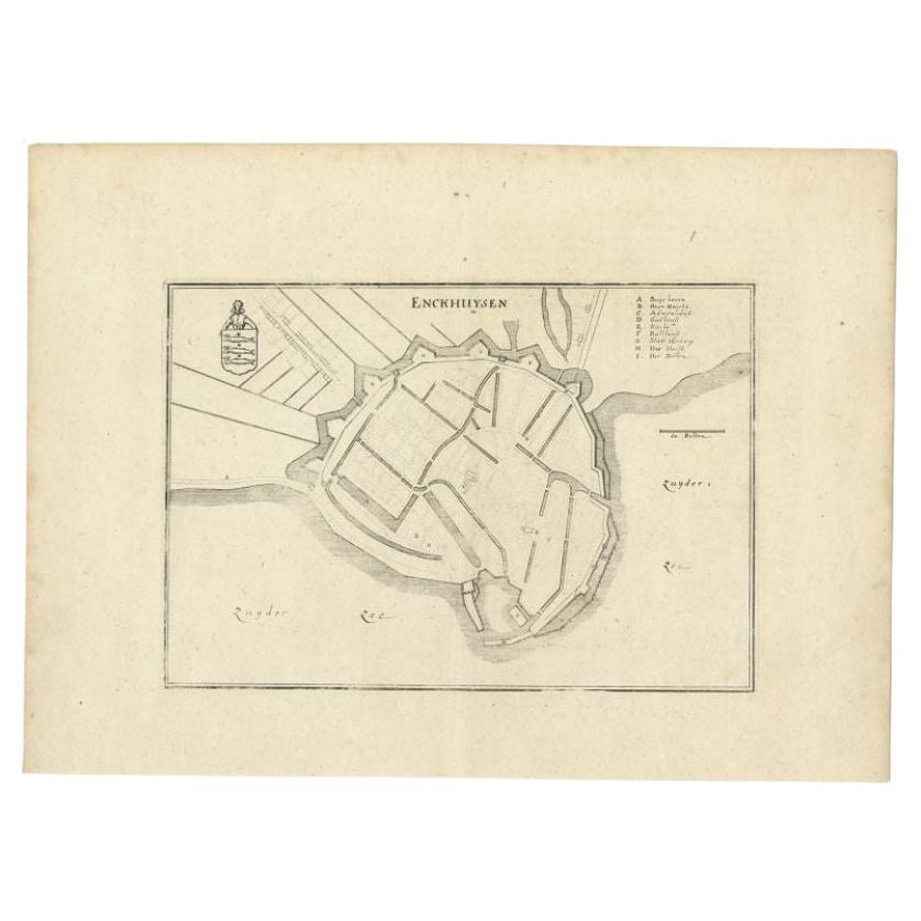 Antique Map of the City of Enkhuizen by Merian, 1659 For Sale