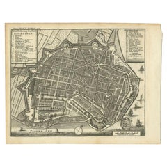 Antike Karte der Stadt Enkhuizen von Tirion, 1743