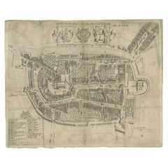 Antike Karte der Stadt Franeker von Bast, 1598