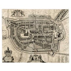 Carte ancienne de la ville de Franeker par Blaeu, 1649