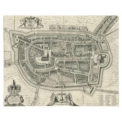 Antique Map of the City of Franeker by Blaeu, 1652