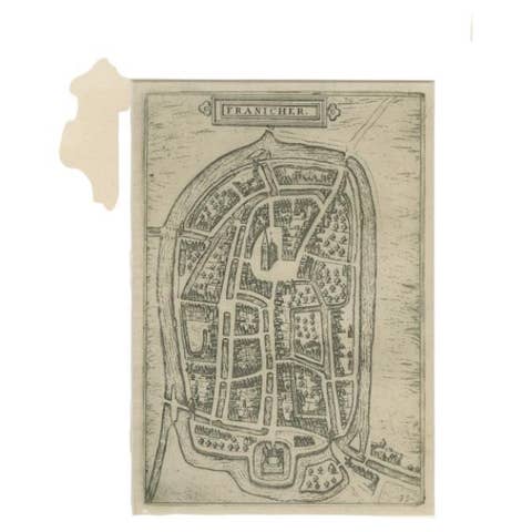 Antique Map of the City of Franeker by Guicciardini, 1612