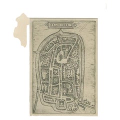 Antike Karte der Stadt Franeker von Guicciardini, 1612