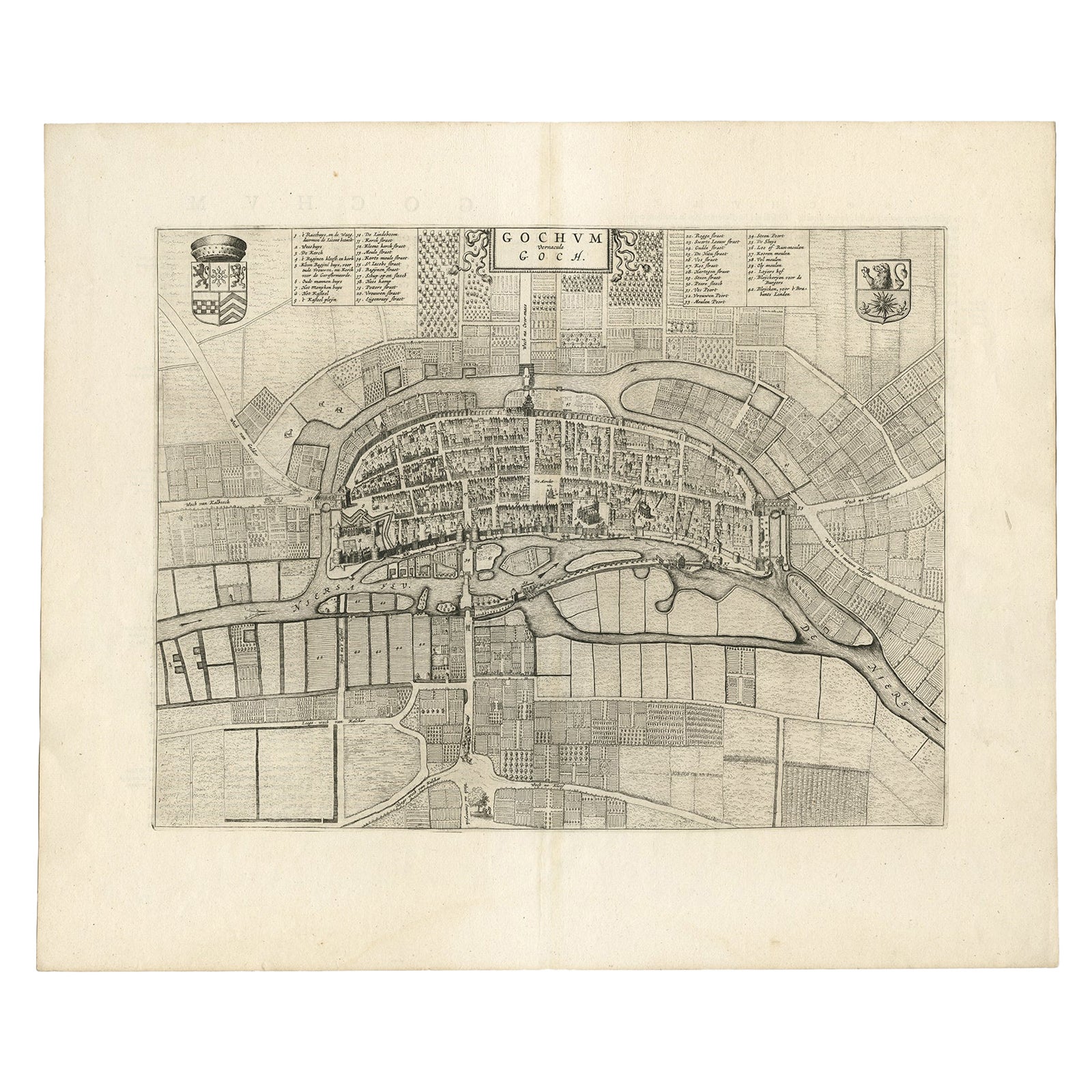 Mappa antica della città di Goch di Blaeu, 1649