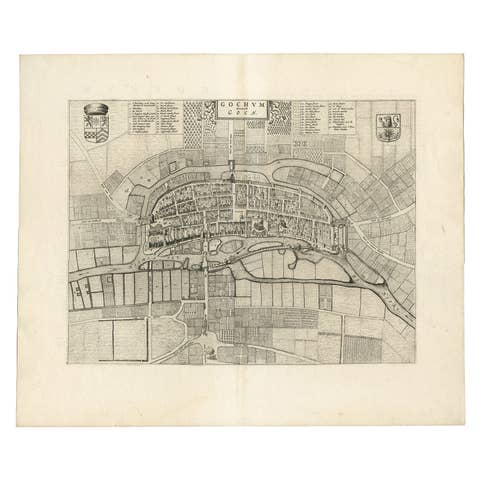 Antique Map of the City of Goch by Blaeu, 1649