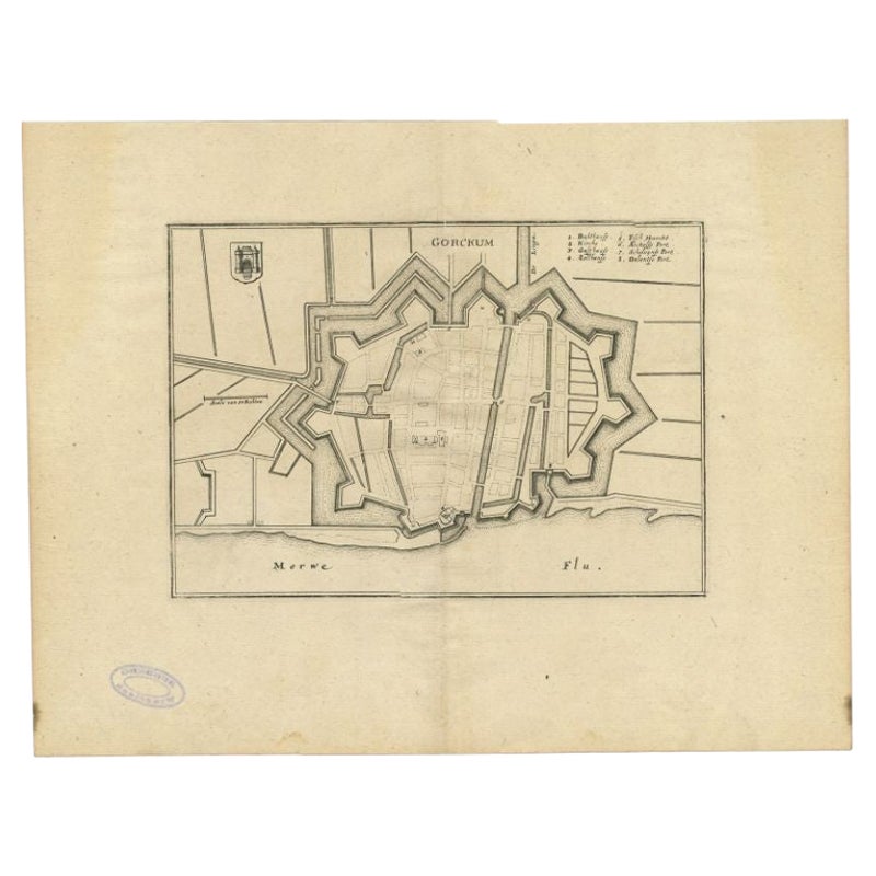 Carte ancienne de la ville de Gorinchem par Merian, 1659