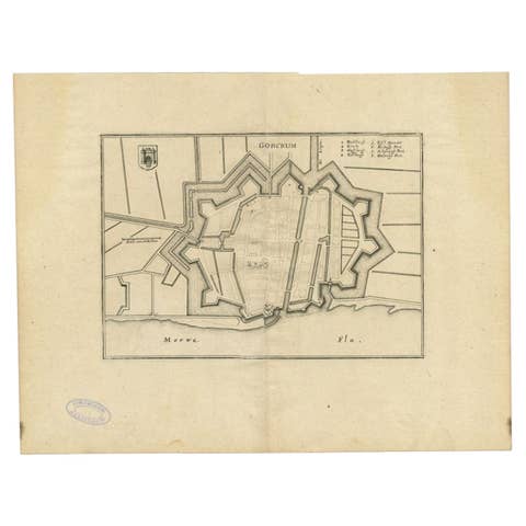 Antique Map of the City of Gorinchem by Merian, 1659