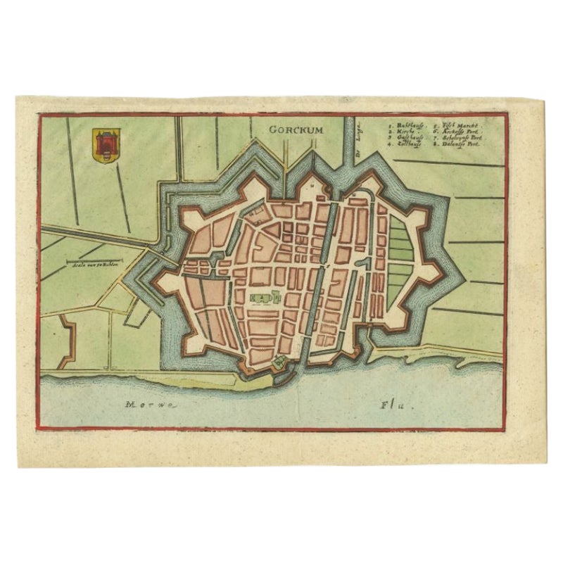 Carte ancienne de la ville de Gorinchem par Merian, vers 1659