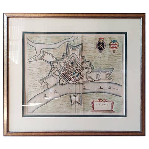 Antique Map of the City of Grave by Blaeu, 1649