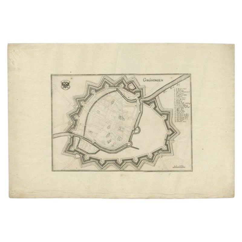 Carte ancienne de la ville de Groningen par Merian, 1659