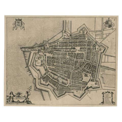 Antique Map of the City of Harlingen by Janssonius, c.1657