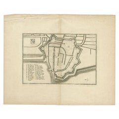 Carte ancienne de la ville de Harlingen par Merian, vers 1655