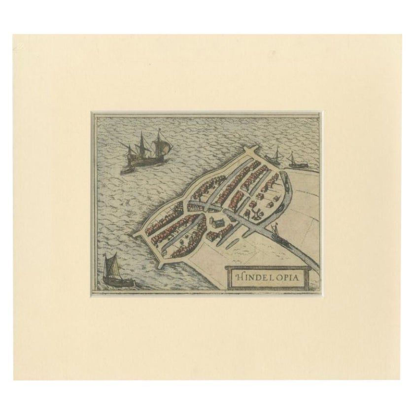 Mappa antica della città di Hindeloopen di Braun & Hogenberg, 1598 ca.