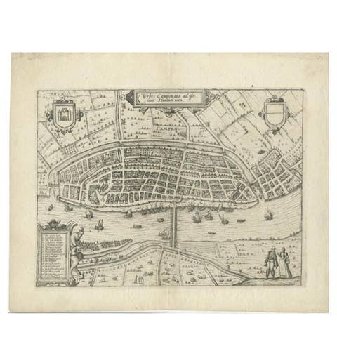 Antique Map of the City of Kampen by Guicciardini, 1613