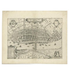 Antike Karte der Stadt Kampen von Guicciardini, 1613
