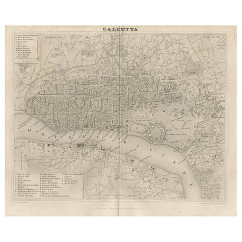 Antique Map of the City of Kolkata by Balbi '1847'