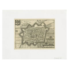 Carte ancienne de la ville de Leeuwarden par Harrewijn, 1743