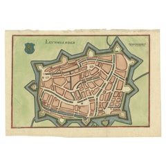 Carte ancienne de la ville de Leeuwarden par Merian, 1659