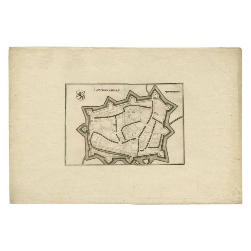 Antique Map of the City of Leeuwarden by Merian, 1659