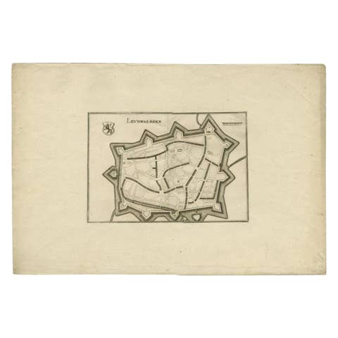Antique Map of the City of Leeuwarden by Merian, 1659