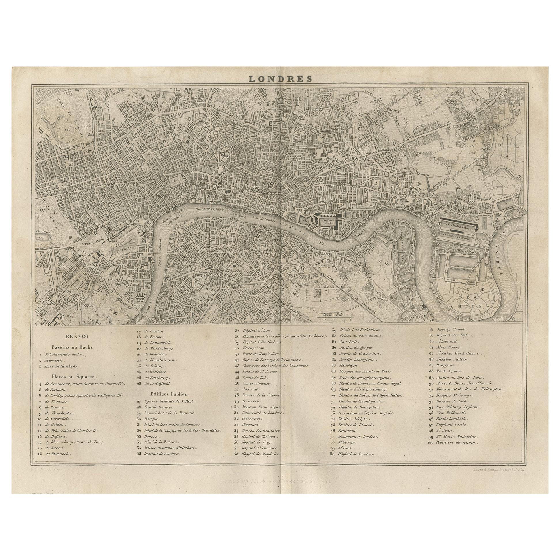 Carte ancienne de la ville de Londres par Balbi '1847'