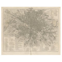Antique Map of the City of Paris by Balbi '1847'