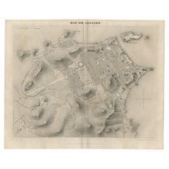Mapa Antiguo de la Ciudad de Río de Janeiro por Balbi '1847