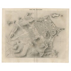 Antique Map of the City of Rio de Janeiro by Balbi '1847'