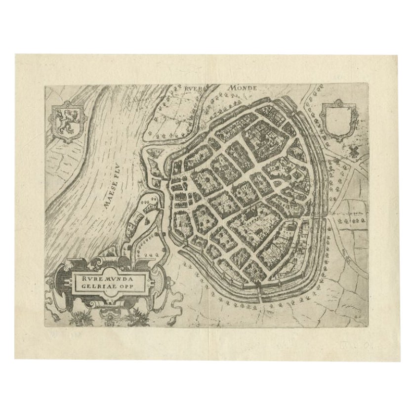 Carte ancienne de la ville de Roermond par Guicciardini, 1613