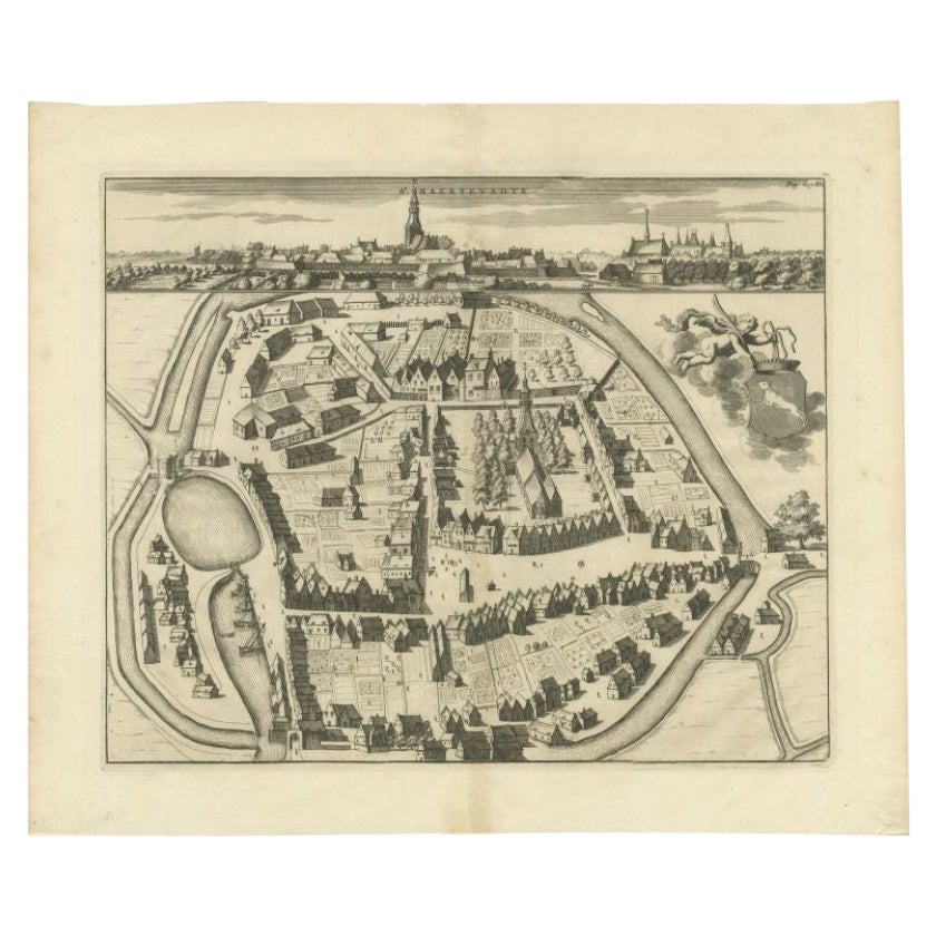 Carte ancienne de la ville de Sint-Maartensdijk par Smallegange, vers 1696