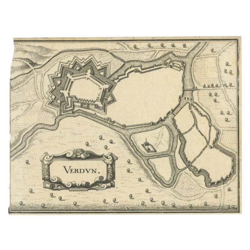 Mappa antica della città di Verdun di Merian, 1650 ca. in vendita