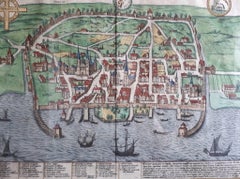 Antique Map of the City of Visby 'Sweden' by F. Hogenberg, 1598
