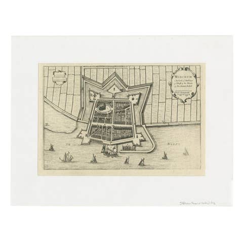Antique Map of the City of Workum by Blaeu, 1649