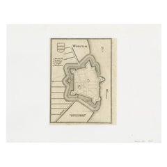 Mappa antica della città di Workum di Merian, 1654