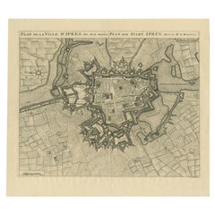 Carte ancienne de la ville d'Ypres par Beaulieu, 1729