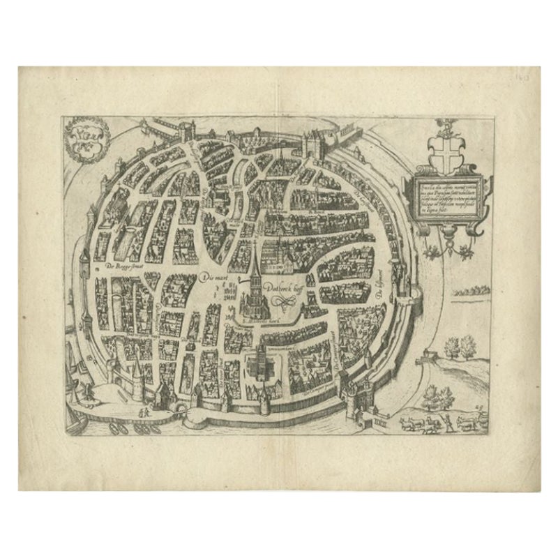 Carte ancienne de la ville de Zwolle par Guicciardini, 1613