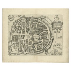 Carte ancienne de la ville de Zwolle par Guicciardini, 1613