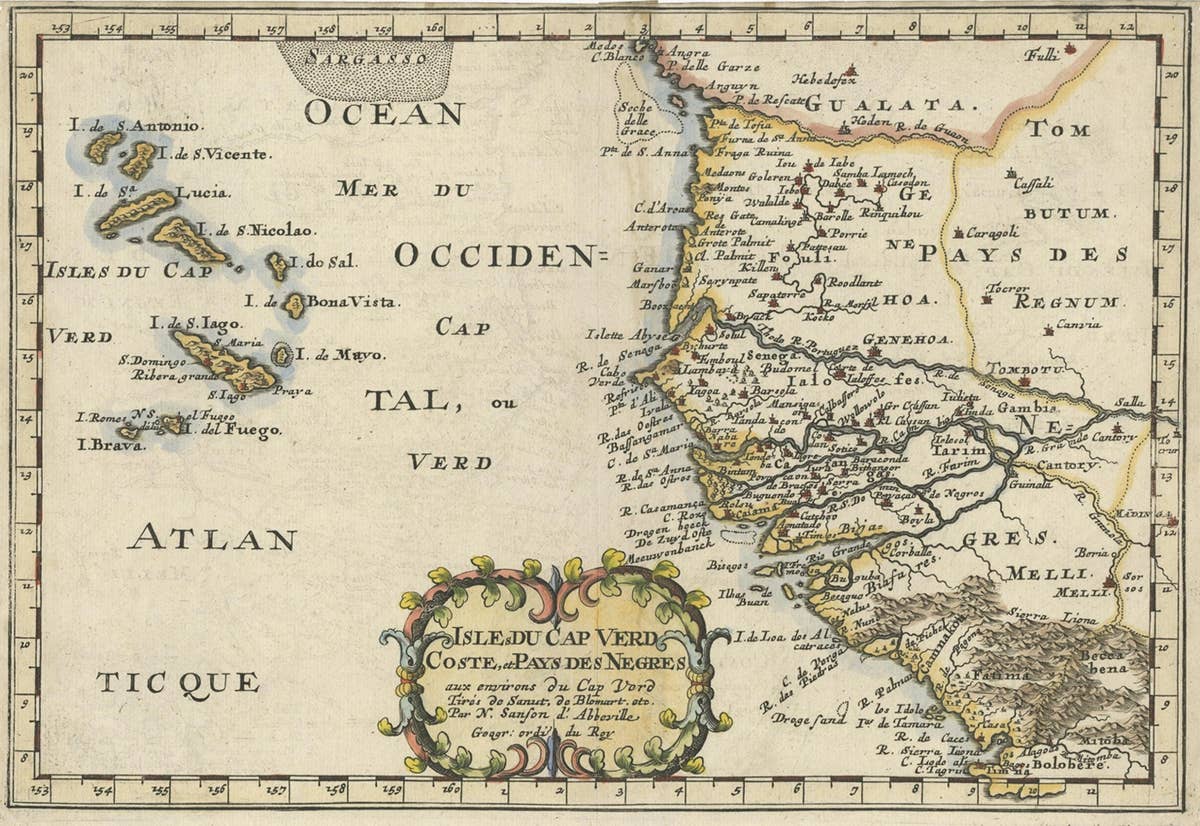 Antique Map of the Coast of Africa and the Cape Verde Islands, ca.1680