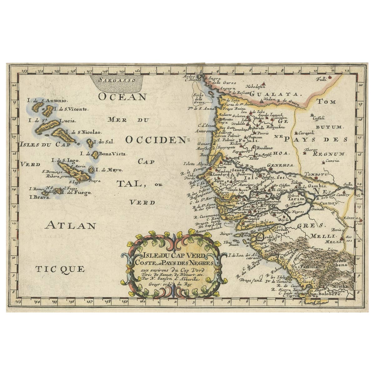 Antique Map of the Coast of Africa and the Cape Verde Islands, ca.1680