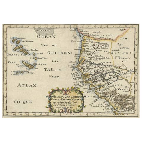 Antique Map of the Coast of Africa and the Cape Verde Islands, ca.1680