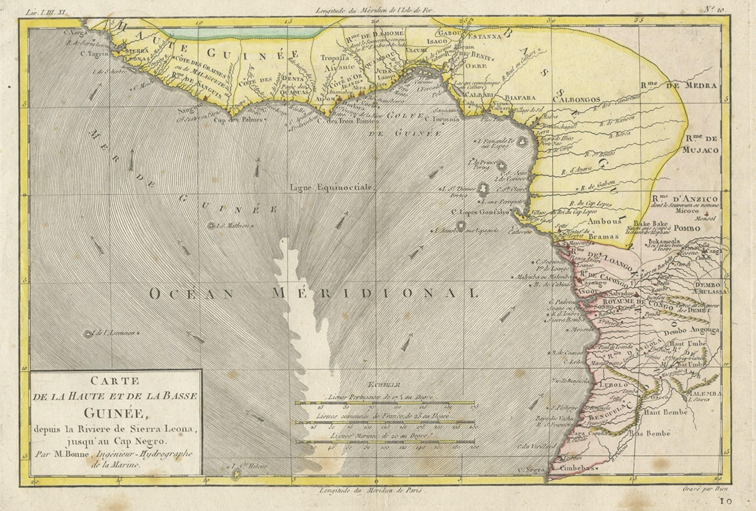 Antique Map of the Coast of Guinea, Africa, 1820 For Sale
